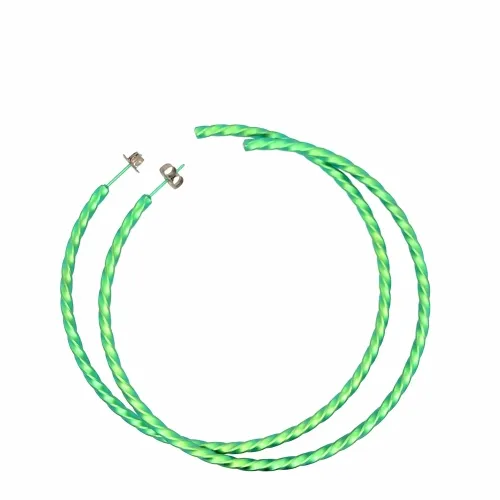 Large Twisted Green Hoop Earrings